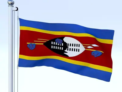 Animated Swaziland Flag Low-poly 3D model