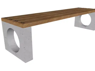 Concrete Bench for Square 01 3D model