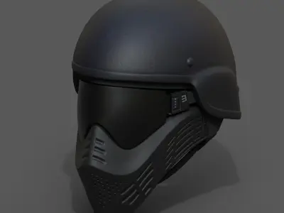 Helmet scifi military combat 3d futuristic plastic  Low-poly 3D model