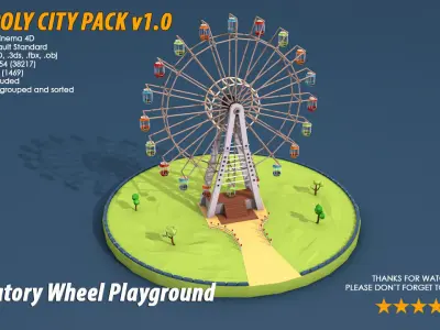 Low Poly City Pack Low-poly 3D model