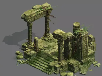 Kashayana Buddha in the ruins of the forest 4 3D model