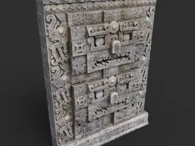 Low poly Mayan Inca Aztec Wall Modular Pack 210616 Low-poly 3D model