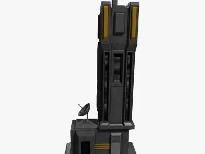 Low-poly Sci-fi Tower Building Low-poly 3D model