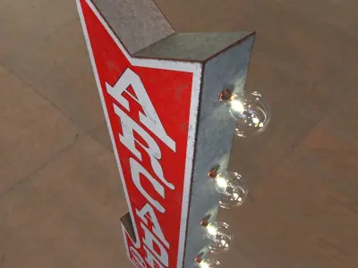 Vintage Arcade Games Marquee Low-poly 3D model