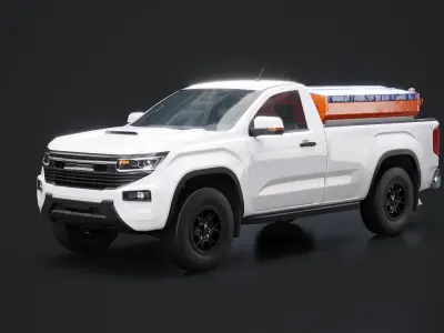  Snow Plow Pickup Truck 3D Model - Winter Service Utility Vehicle with Spreader 