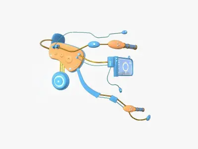 SciFi Glasses E10 Orange Blue - Character Design Fashion Low-poly 3D model