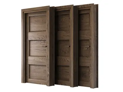 Wooden Door Set V3  3D model
