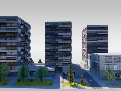 Communist Trinity Towers Low-poly 3D model