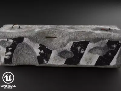Concrete Barrier Roadblock Low-poly 3D model