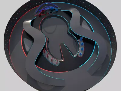 Neon Stage   Sci-Fi Performance and Event Platform Low-poly 3D model