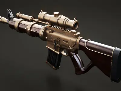  Steampunk Machine Gun - High-Detail Weapon Model with PBR Textures 