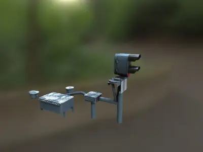 Cable gland and railway traffic light Low-poly 3D model