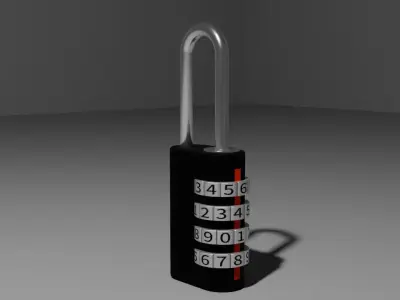 4 digits dial lock 3D model