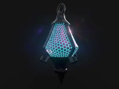 lantern futuristic lamp Low-poly 3D model