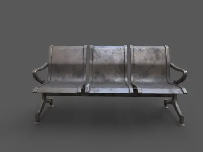 Street Bench Low-poly 3D model