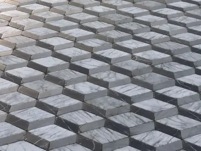 Aged ornamental marble tiles PBR material Texture