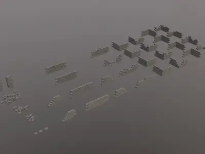 Modular Wall Pack 36 piece Low-poly 3D model