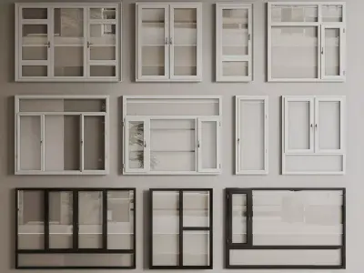 modern windows glass Sliding Architecture 3D model 29