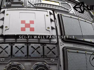 Scifi Wall Panel Texture Set 1 Low-poly 3D model