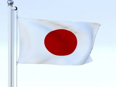 Animated Japan Flag Low-poly 3D model