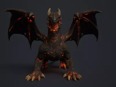 Stylized Lava Dragon Low-poly 3D model