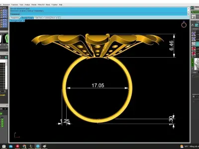 Elegant Sunflower Diamond Cluster Ring for Women 4535 3D print model