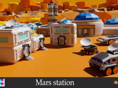 Mars Station Low-poly 3D model
