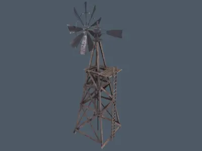 Windmill 3D model old Low-poly 3D model