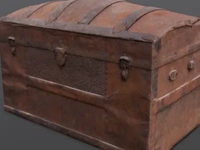 Wooden Trunk Box Low-poly 3D model