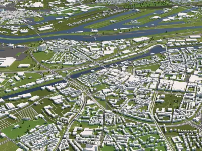 Duisburg Germany 50x50km 3D City Map 3D model