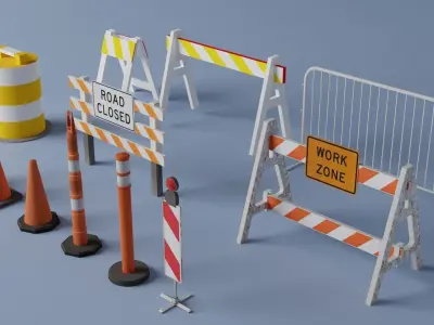 Traffic Barriers  Low-poly 3D model