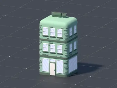 3D Asset - Low-Poly Stylized City Buildings Set Low-poly 3D model
