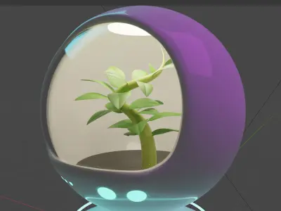 Sci-fi plant in capsule 3D model
