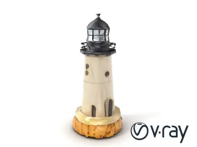 Cracked Stone Lighthouse Architectural model pack Low-poly 3D model