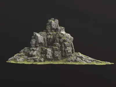 Rock Island mountains 1 Low-poly 3D model
