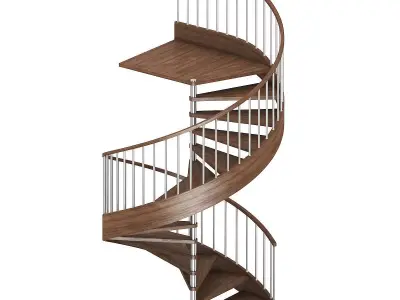 Wooden Spiral Stairs 1 3D model