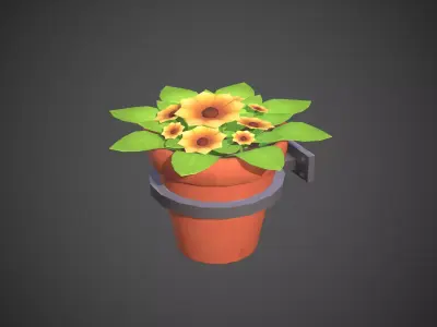 Flower Pot Cartoony Low-poly 3D model