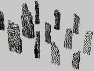Ruined City Destroyed Cityscape 2 3D model
