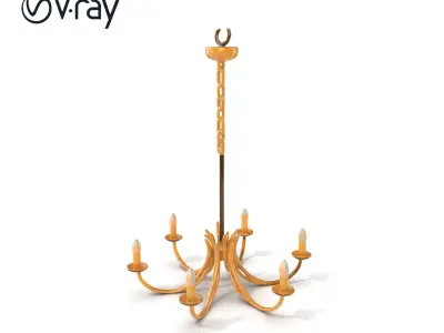 Bronze Chandelier Exaggerated Curves Design Model Pack Low-poly 3D model