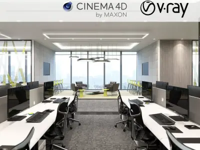 VRay - C4D files - Office Space Interior 3D model 3D model