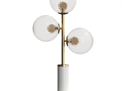 3 Light Glass Globe Table lamp Marble Base 3D model