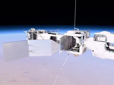 Modular Space Satellite with Control Room Low-poly 3D model