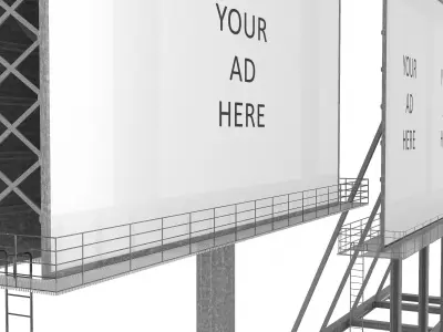 Billboard with street billboard Low-poly 3D model