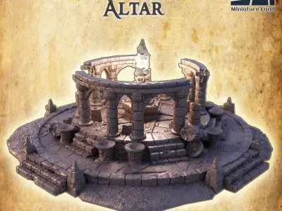 Old Round Altar Tabletop Terrain 28 MM 3D print model