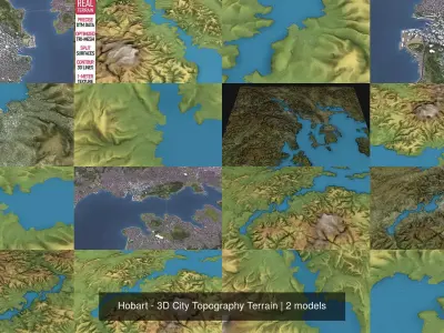 Hobart - 3D City Topography Terrain 3D Model Pack