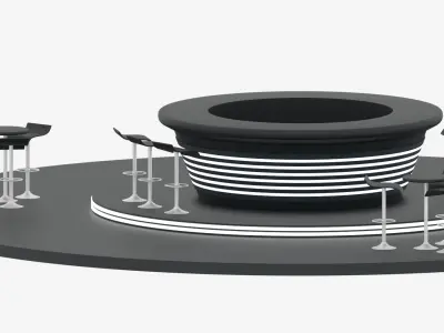 Cartoon Sci-Fi Pub Bar And Stools 3D model