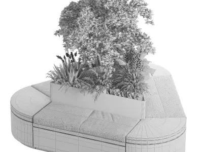 Modern Triangular Planter Bench - Outdoor Seating 3D model