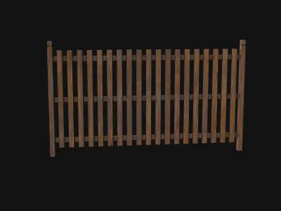 Wooden Fence Low-poly 3D model