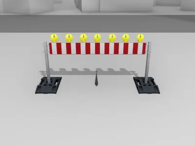 Construction Barrier 7 with animated lights 600-35 250x2000mm Low-poly 3D model