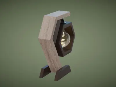 Hexagon Wooden Table Lamp Low-poly 3D model